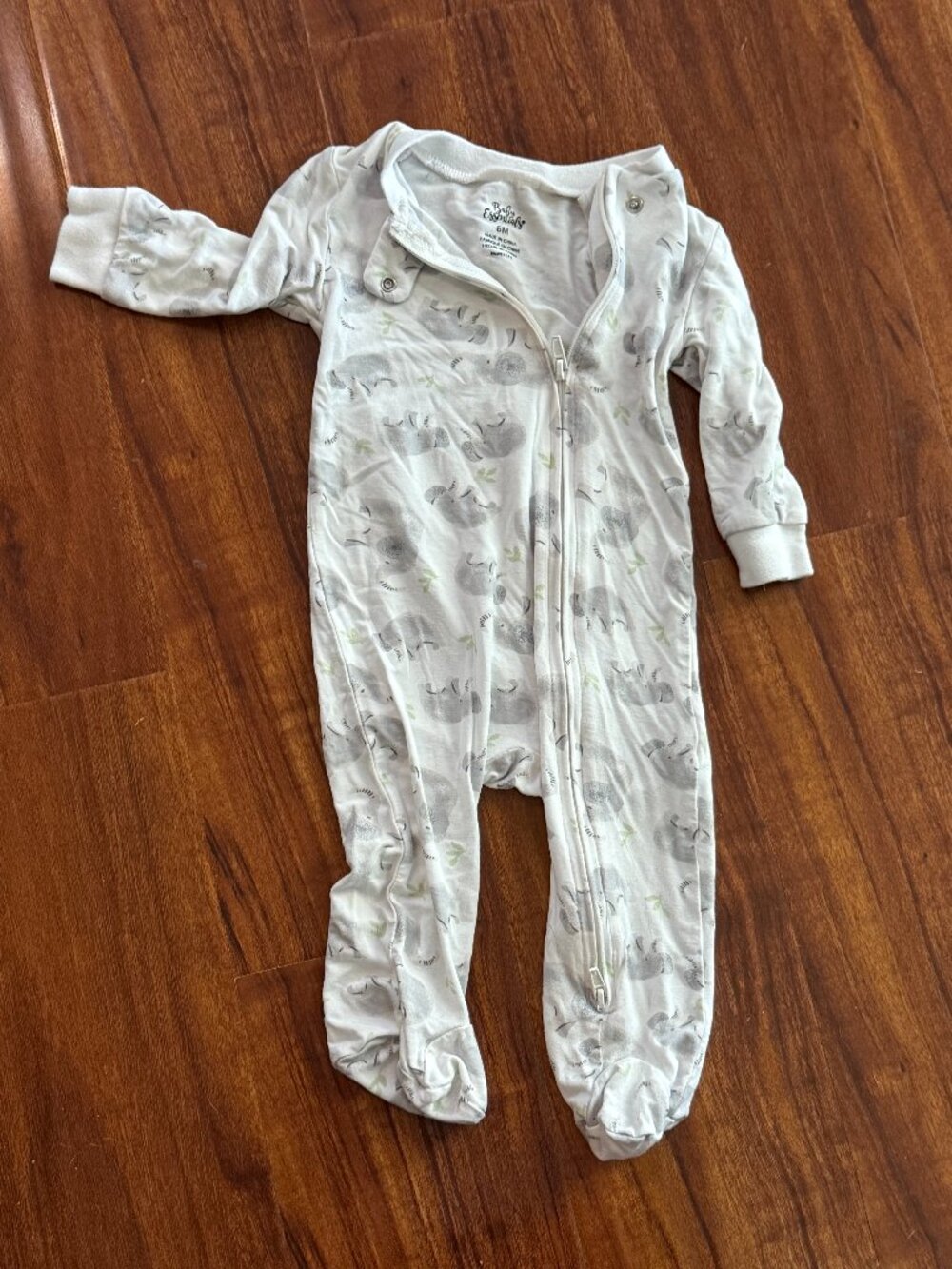 Baby Essentials Elephant Footed Sleeper 6 Months Zip-Up One Piece Pajamas